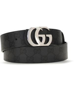 Gucci Reversible Cut Gg Marmont Cotton; Linen; Polyurethane Belts E Braces - Black