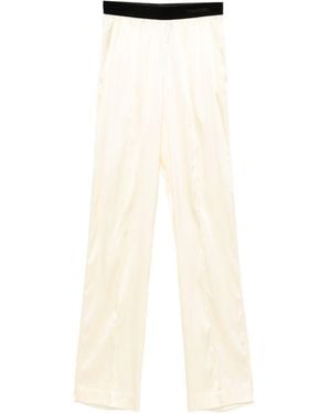 Tom Ford Cream Banded Waist Straight-Leg Trousers - Natural