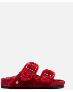 Birkenstock Arizona Shearling Sandals - Red