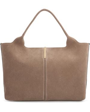 Tod's Shopping Bag Suede Calfskin Tote - Brown