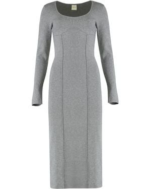 Calvin Klein Midi Dress Milano Point Viscose - Gray