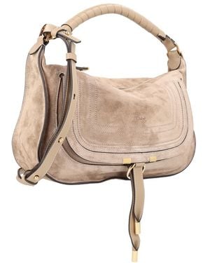 Chloé Small Marcie Bag Leather Shoulder - Natural
