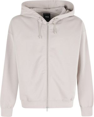 Y-3 Zip Hoodie Cotton Felpa - White
