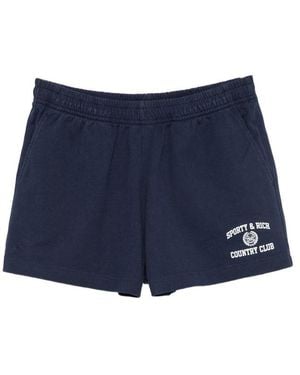 Sporty & Rich Mini Cotton Shorts - Blue