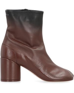 MM6 by Maison Margiela Leather Ankle Boots With Vintage Effect Ovine - Brown