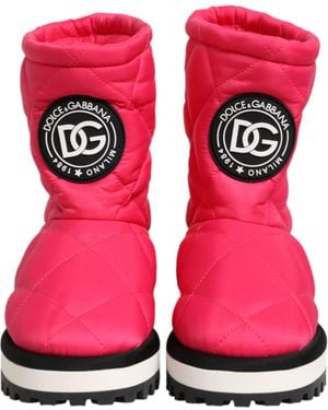 Dolce & Gabbana Viscose Padded Mid Calf Boots Shoes Polyester Pu - Red