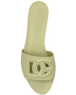 Dolce & Gabbana Dg Logo Leather Flat Sandals - Green
