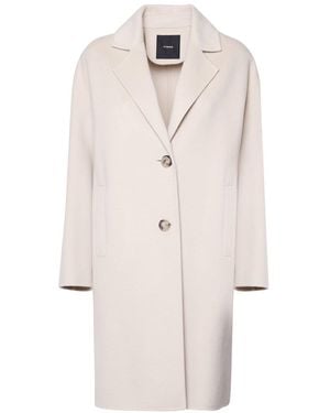 Pinko Wool Single-Breasted Coat - White