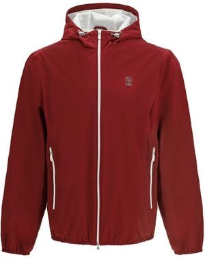 Brunello Cucinelli Waterproof Jacket With Hood - Red