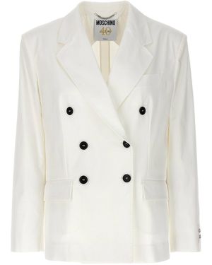 Moschino Double-Breasted Cotton Blazer - Natural