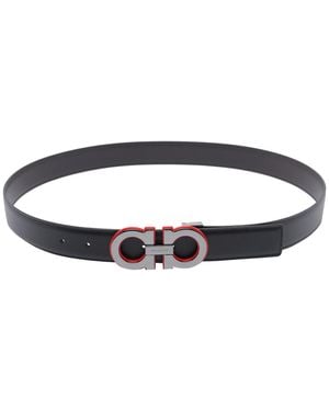 Ferragamo Adjustable Gancini Logo Belt - Blue