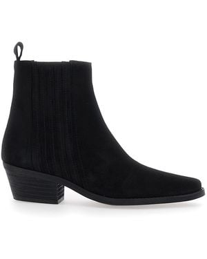 Pollini Heeled Ankle Boots Suede - Black