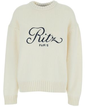 FRAME Crewneck Jumper With Maxi Logo Lettering On The Front And Logo Detail On The Rear - White