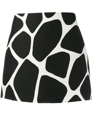 Valentino Giraffe Print Fitted Mini Skirt - Black