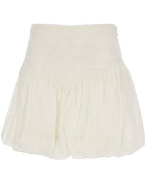 Twinset Dress Embroidery With Ramie For Skirt - White