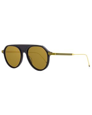 Thom Browne Pilot Sunglasses Tb809 Cnvygld- 55Mm Plastic (Acetate)/Metal - Black