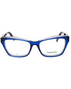 Ferragamo Salvatore Eyeglasses Cat Eye Full Rim, - Frame And Clear Demo Lenses Lens Sf2951Lb435 - Blue