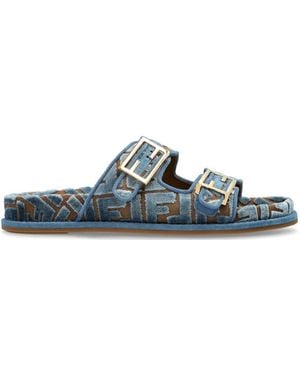 Fendi Ff Jacquard Slip-On Slides - Multicolour