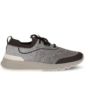 Brunello Cucinelli Techno Cotton Knit Trainers Runners - White