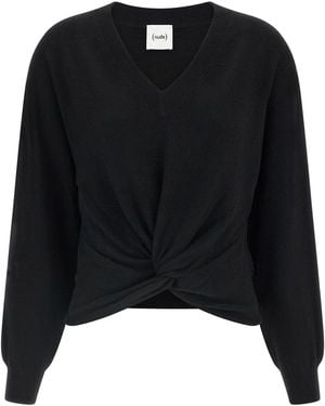 Nude Knotted V-Neck Sweater - Black