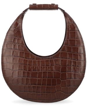 STAUD Tote Moon Leather Cow Handbags - Brown