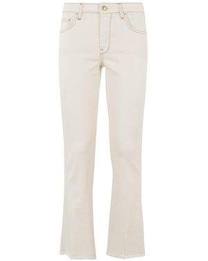 Fay Cotton Cropped Logo Jeans - White