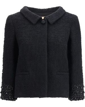 Valentino Tweed Virgin Wool Jacket - Black