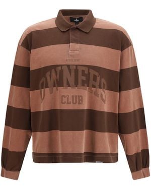 Represent Striped Owners Club Rugby Polo Cotton Shirts - Brown