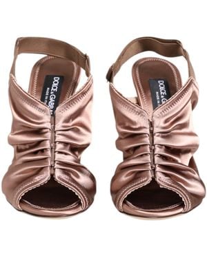 Dolce & Gabbana Satin Ruched Slingback Sandals Shoes - Multicolour
