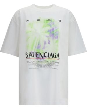 Balenciaga Printed Cotton T-Shirt - White