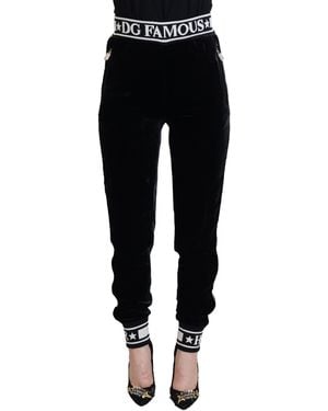 Dolce & Gabbana Velvet Joggers Relaxed Fit - Black