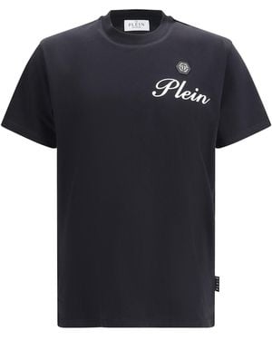 Philipp Plein Round Neck T-Shirt Embossed Signature - Black