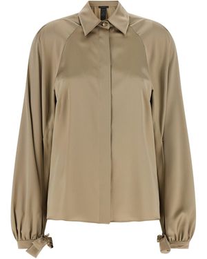 Max Mara Pure Silk Satin Shirt - Natural