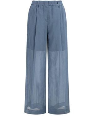 Brunello Cucinelli Blue Cotton Casual Trousers