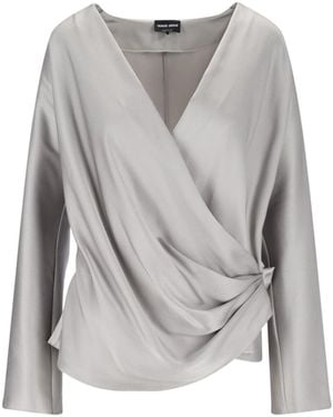 Giorgio Armani Asymmetric Silk Shirt - Gray