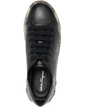 Ferragamo Borg Cubic Lace-Up Trainers 030281754521 - Black