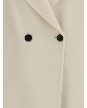 Aftercoat Double-Breasted Long Coat Fleece Wool (Ovis Aries) - Natural