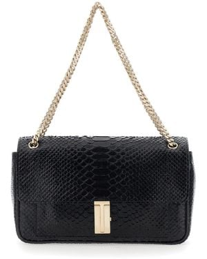Tom Ford Crossbody Bag Snake-Effect Calf Leather Shoulder - Black