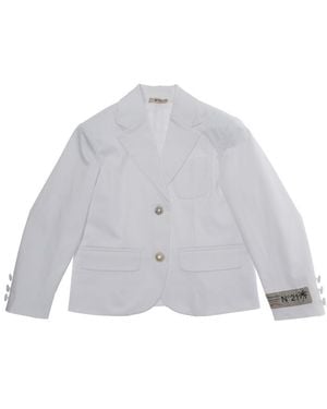 N°21 Girls Jacket Notch Lapels Cotton Blazers - White