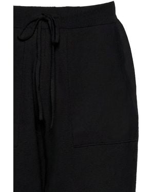 Low Brand Cotton And Linen Blend Knit Shorts With Elasticated Waistband With Drawstring - Black