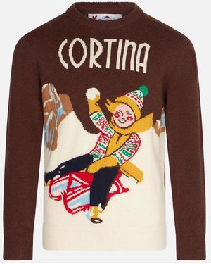 MC2 Saint Barth Boy Jumper With Cortina Postcard Print - Brown