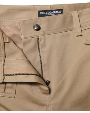 Dolce & Gabbana Mid Waist Cargo Tapered Trousers Cotton Elastane - Natural
