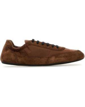Prada Re-Nylon And Suede Collapse Trainers - Brown