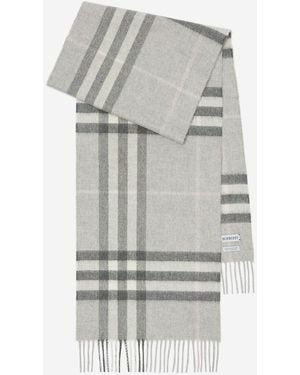 Burberry Cashmere Scarf With Check Pattern - Gray