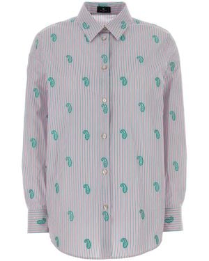 Etro Embroidered Poplin Shirt - Grey