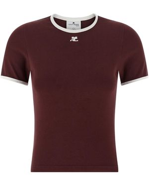 Courreges Signature Contrast T-Shirt - Red