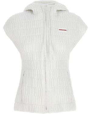 Ferragamo Padded Hooded Nylon Vest - White