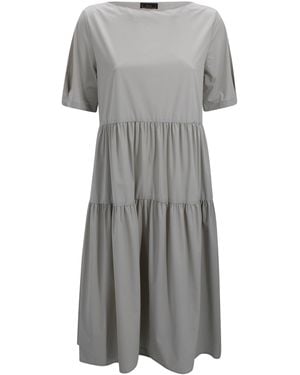 Herno Tiered Short-Sleeve Midi Dress - Gray