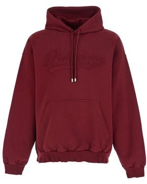 Balenciaga Hoodie Cotton Sweatshirts - Red