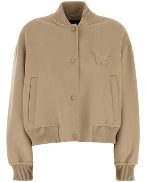 Weekend by Maxmara Wool Blend Zelante Bomber Jacket - Natural